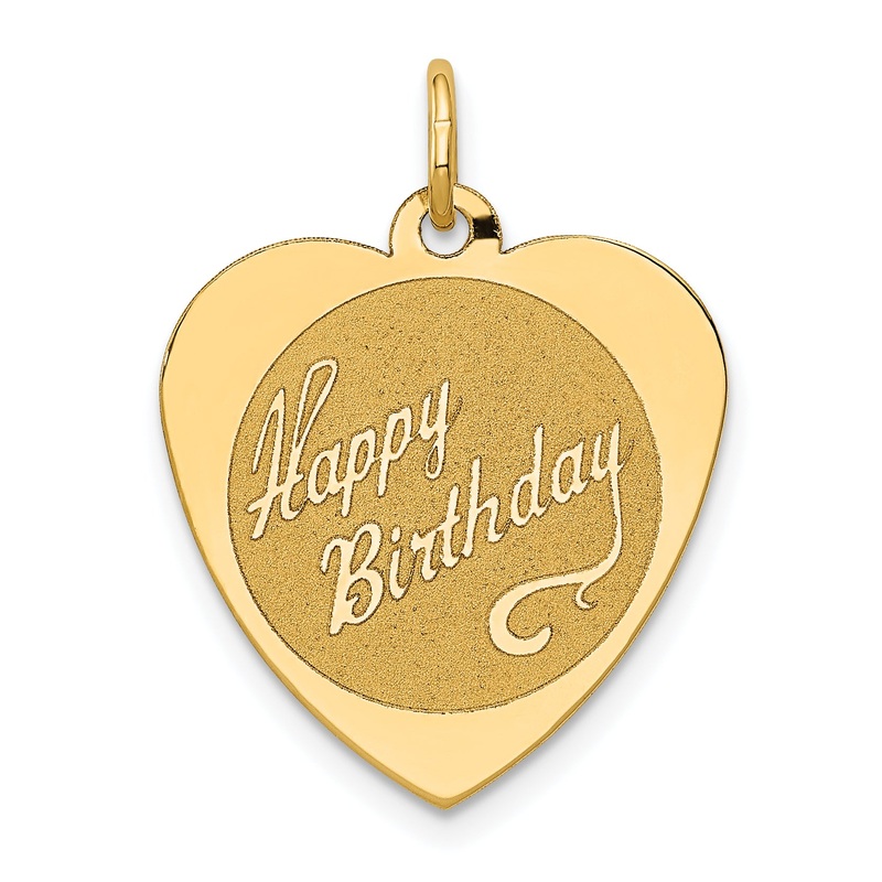 14k Yellow Gold 14k HAPPY BIRTHDAY Heart Disc Charm