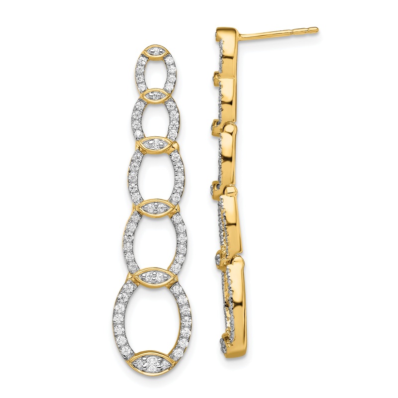 14k Yellow Gold Lab Grown Diamond VS/SI+ G+ Drop Post Earrings