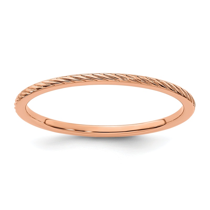 10K Rose Gold 10K 1.2mm Twisted Wire Pattern Stackable Band Size 9.5
