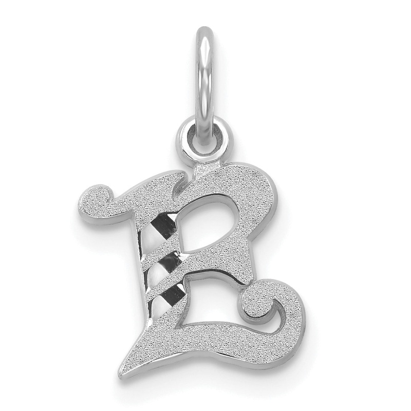 10K White Gold 10Kw Diamond-Cut Initial E Charm