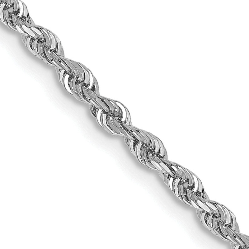 10K White Gold 2.25mm D/C Quadruple Rope Chain