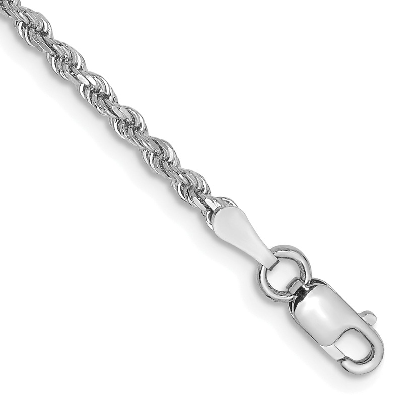 10K White Gold 2mm Diamond-Cut Rope Chain