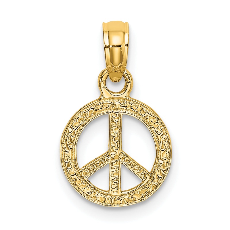 10K Yellow Gold 10K Flat And Textured Mini Peace Sign Charm