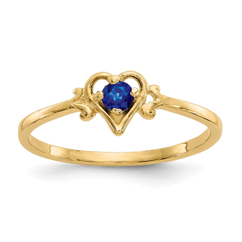 10K Yellow Gold 10K Sapphire Birthstone Heart Ring