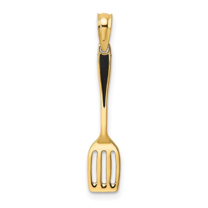 10K Yellow Gold 10K W/ Black Enamel 3-D Spatula Charm