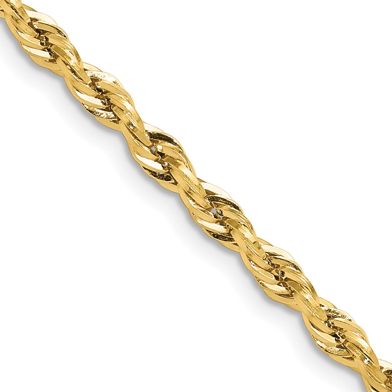 10K Yellow Gold 3.5mm Semi-Solid Rope Chain