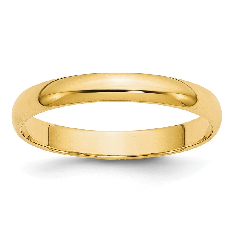10K Yellow Gold 3mm Lightweight Half Round Wedding Band Size 4.5