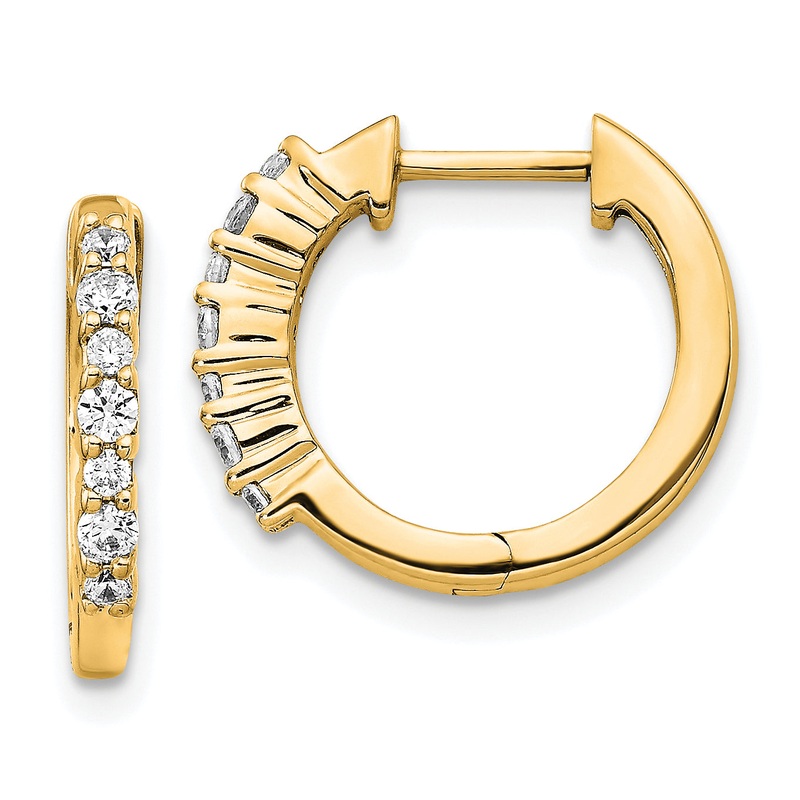 10K Yellow Gold Diamond Hinged Hoop Earrings
