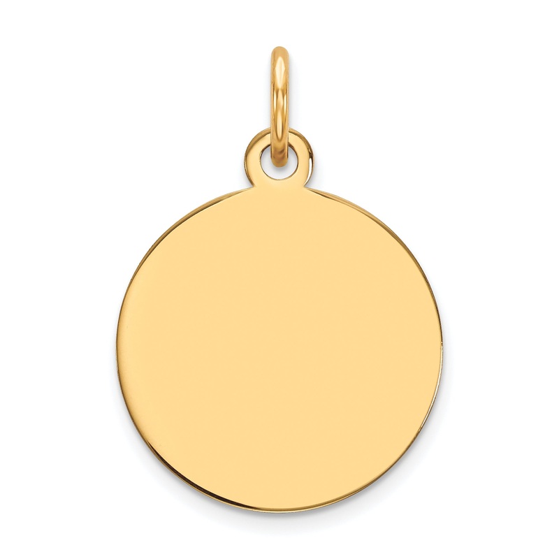 10K Yellow Gold Plain .032 Gauge Circular Engravable Disc Charm