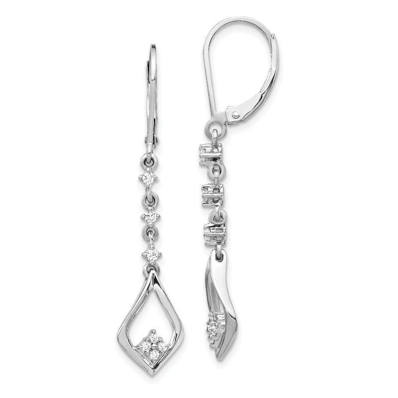 14k White Gold 1/5 Ct. Lab Grown Diamond VS/SI+ G+ Dangle Leverback Earring