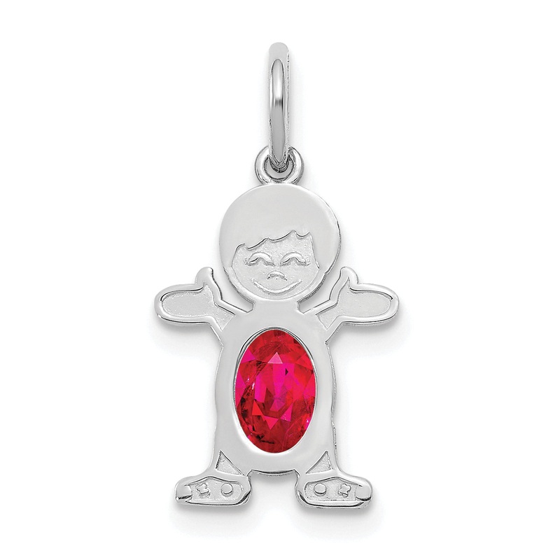 14k White Gold 14K White Gold Boy 6×4 Oval Genuine Ruby-July