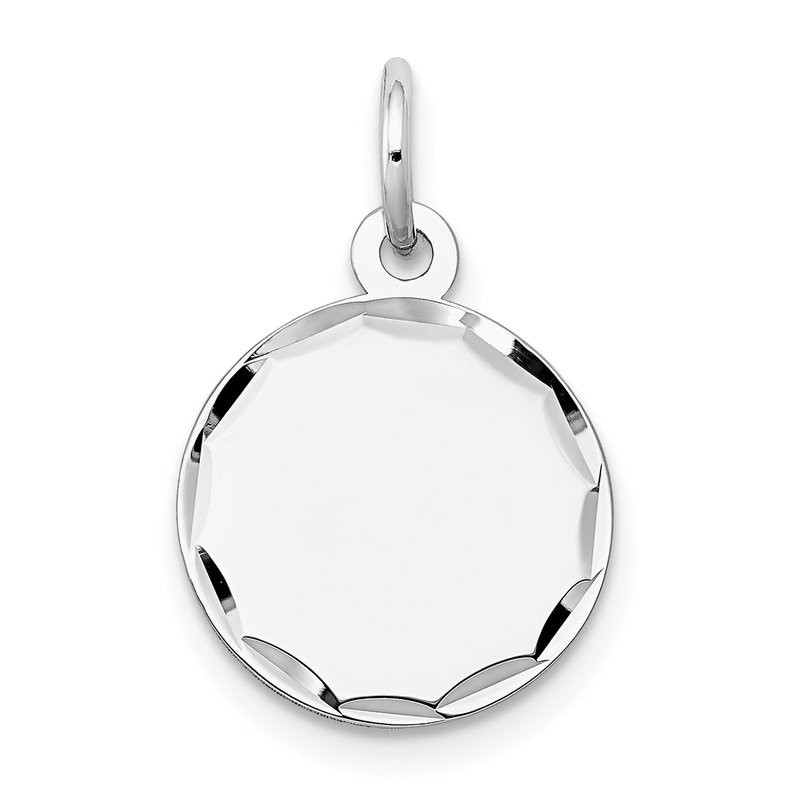14k White Gold 14k White Gold Etched .018 Gauge Engraveable Round Disc Charm