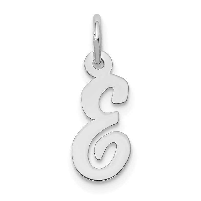 14k White Gold 14k White Gold Small Script Letter E Initial Charm