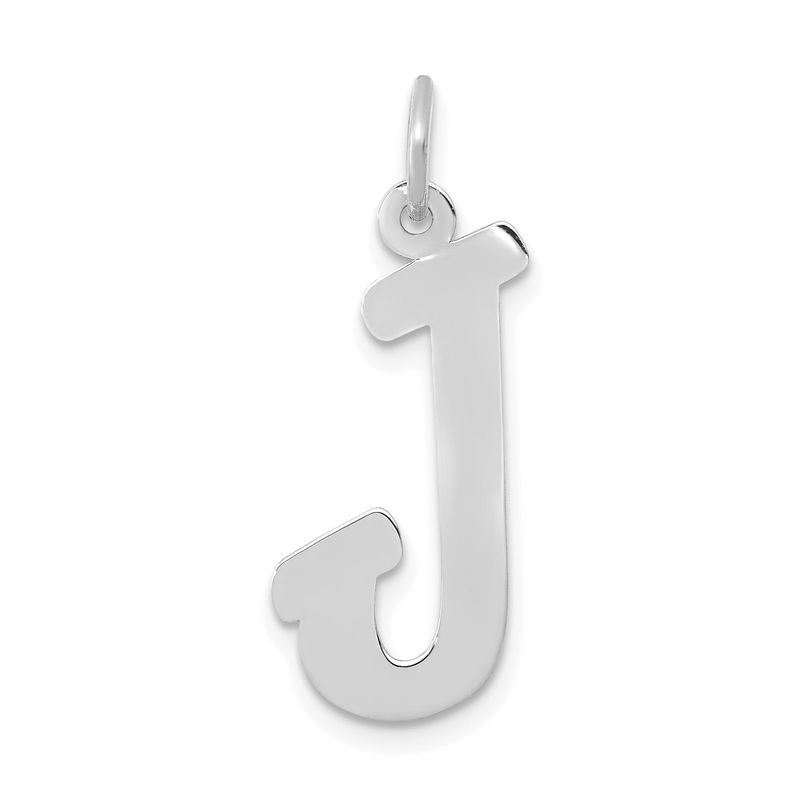 14k White Gold 14k White Gold Small Script Letter J Initial Charm