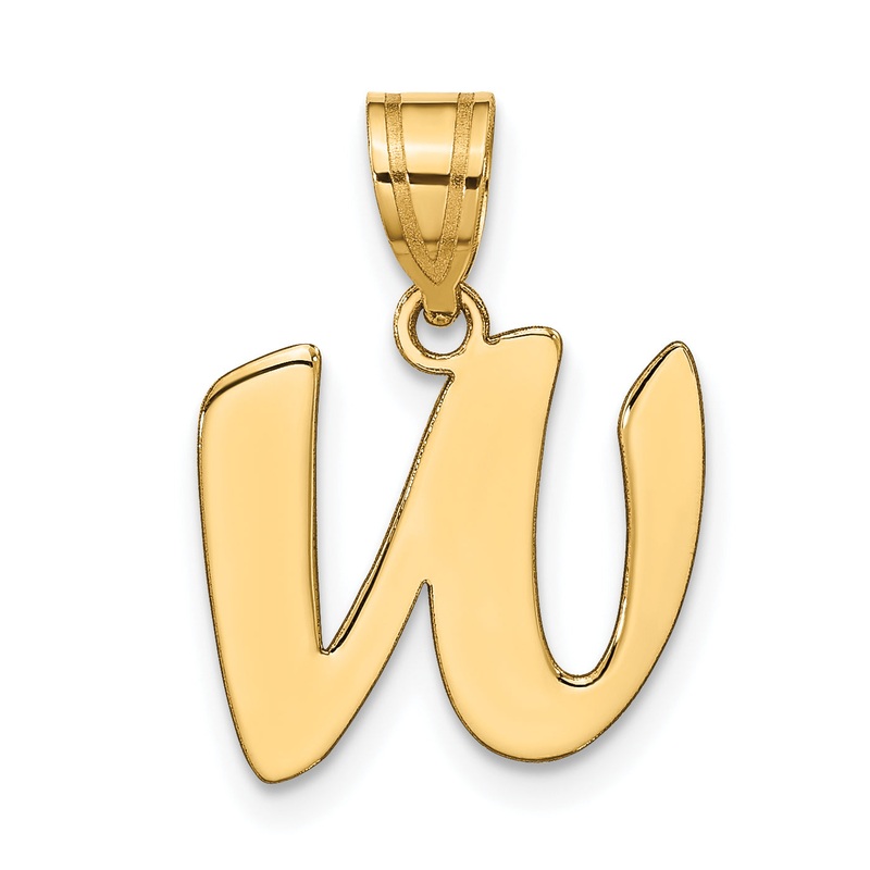 14k Yellow Gold 14k Polished Script Letter W Initial Pendant