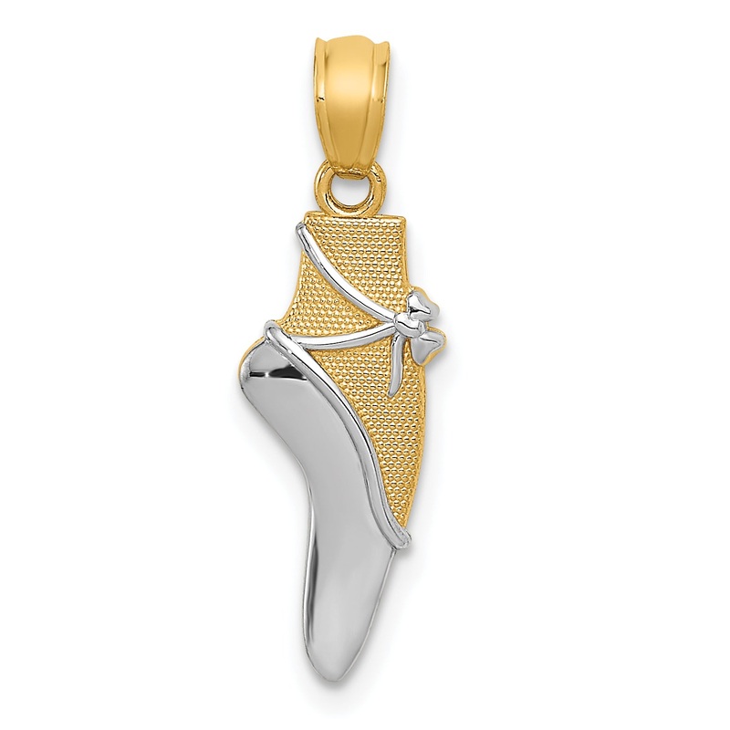 14k Yellow & Rhodium 14K w/Rhodium Ballet Shoe Pendant
