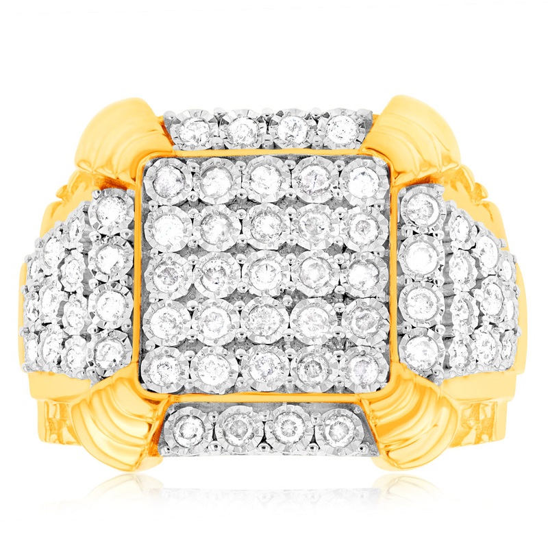 3/4 Carat Diamond Mens Ring in 9ct Yellow Gold