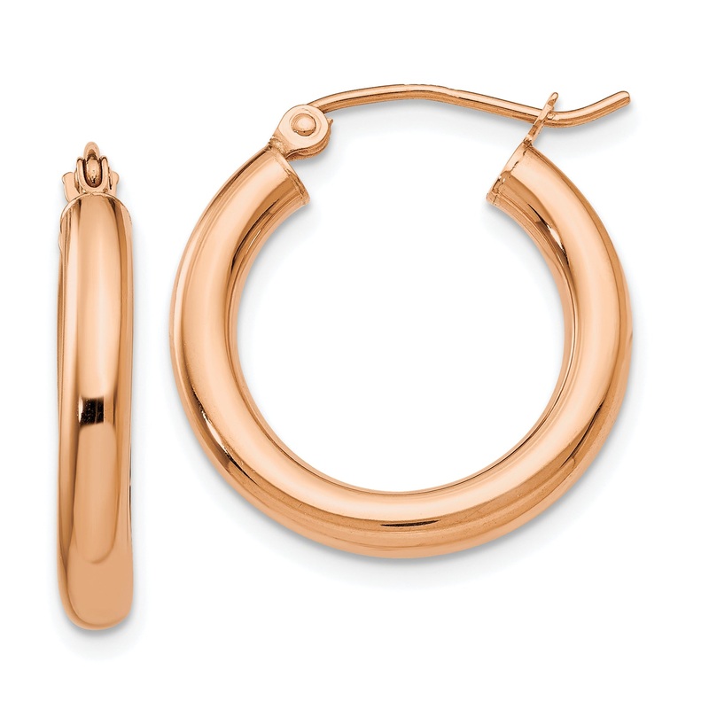 10K Rose Gold 10K Polished 3mm Hoop Earrings