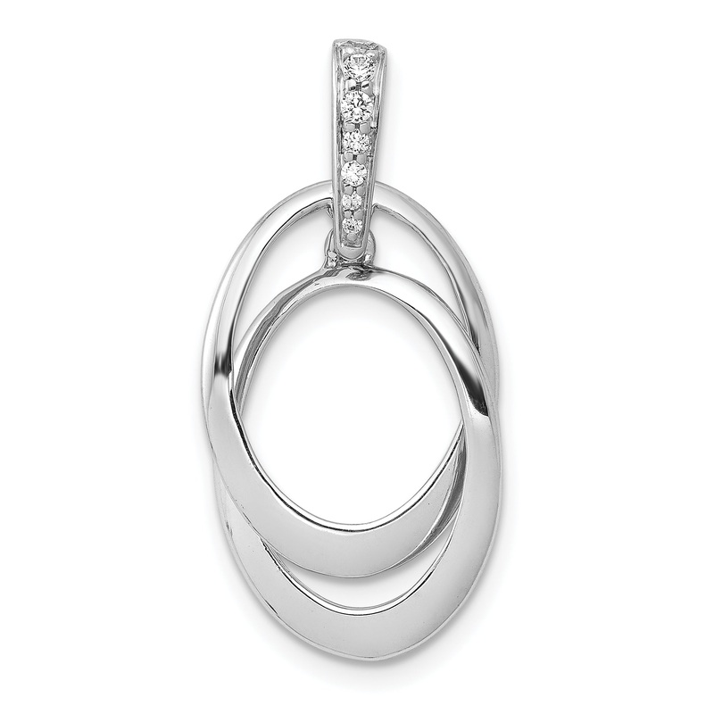 10K White Gold 1/20Ct. Diamond Double Oval Pendant