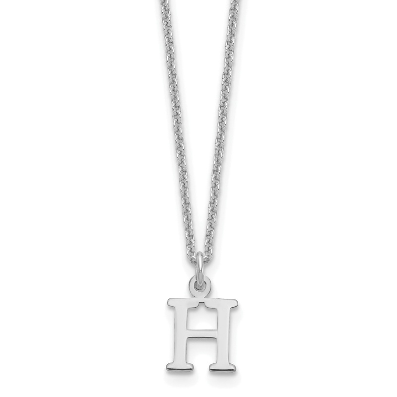 10K White Gold 10Kw Cutout Letter H Initial Necklace