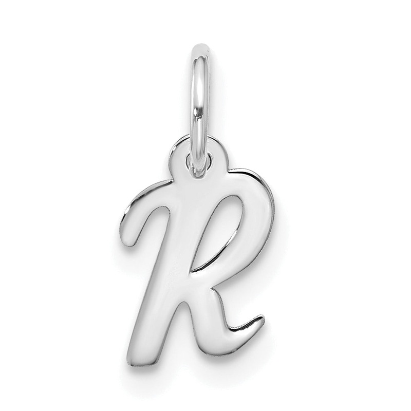 10K White Gold 10Kw Small Script Initial R Charm