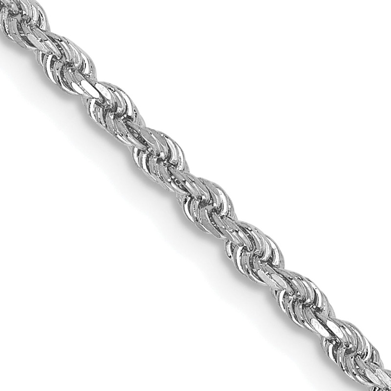 10K White Gold 2mm Diamond-Cut Rope Chain