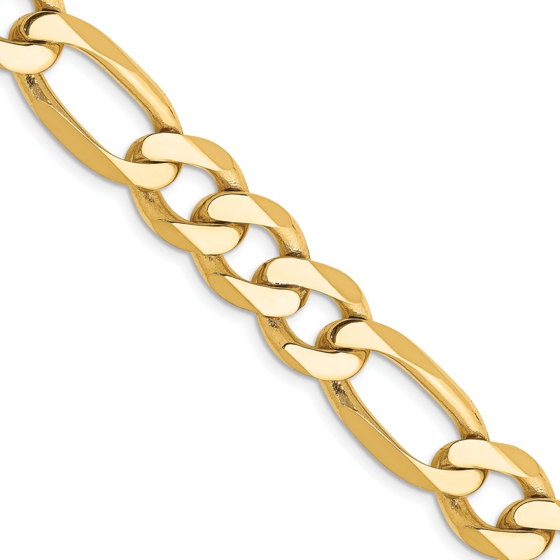 10K Yellow Gold 10K 10mm Flat Figaro Chain