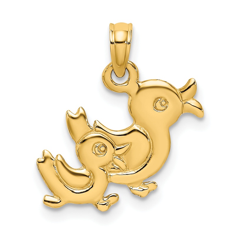 10K Yellow Gold 10K 3-D Two Ducks Charm