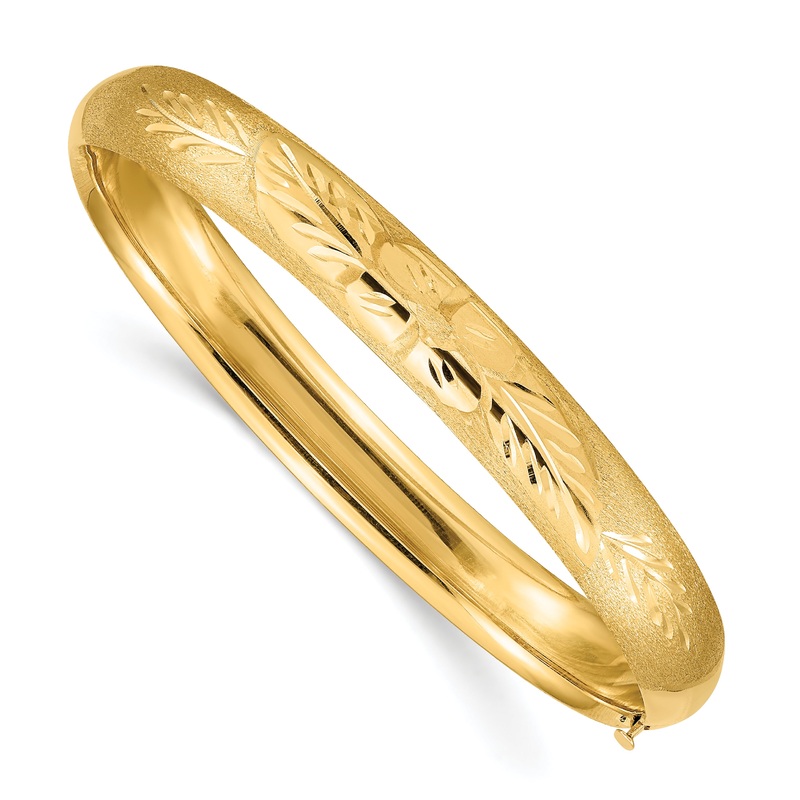 10K Yellow Gold 5/16 Florentine Engraved Hinged Bangle Bracelet