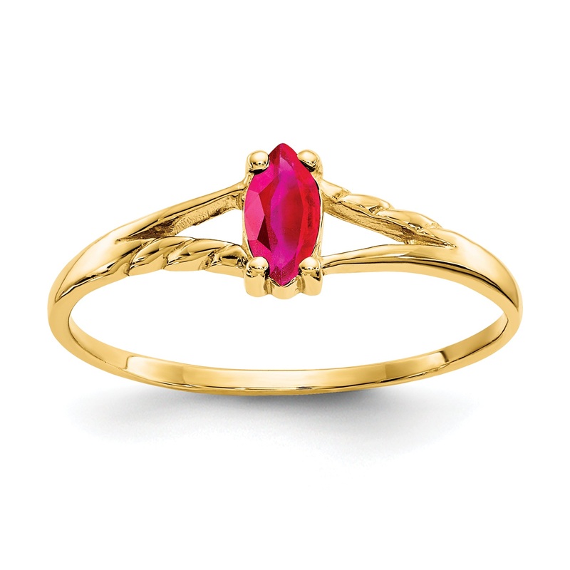 10K Yellow Gold Polished Genuine Ruby Birthstone Ring