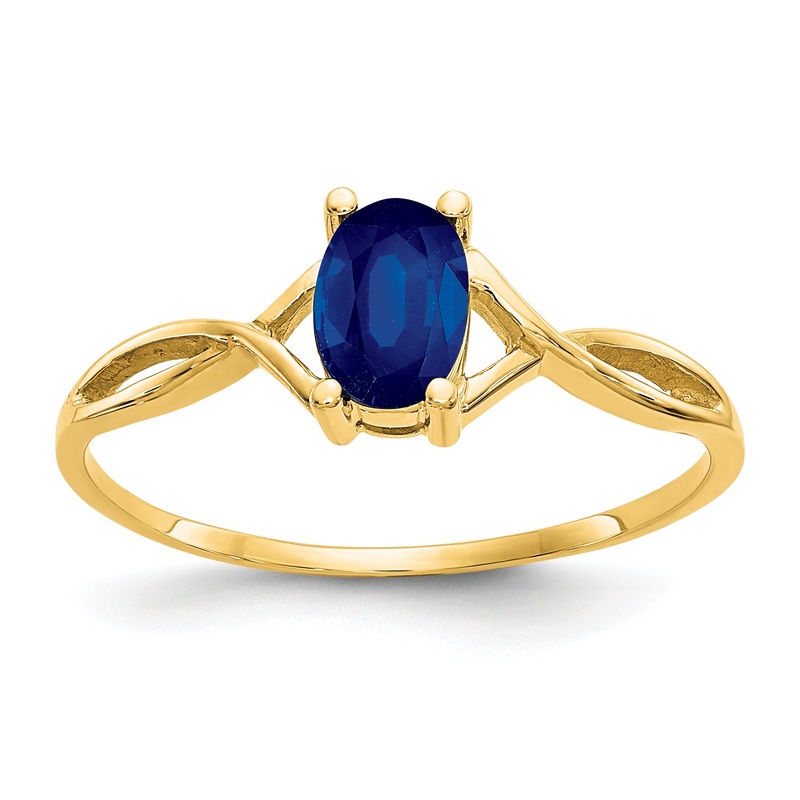 10K Yellow Gold Polished Genuine Sapphire Birthstone Ring