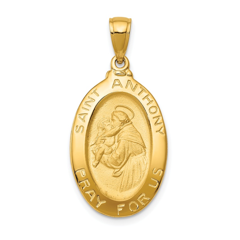 10K Yellow Gold Saint Anthony Oval Medal Pendant