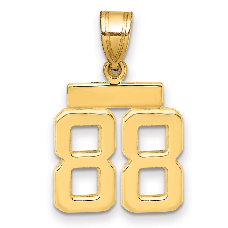10K Yellow Gold Small Polished Number 88 Charm