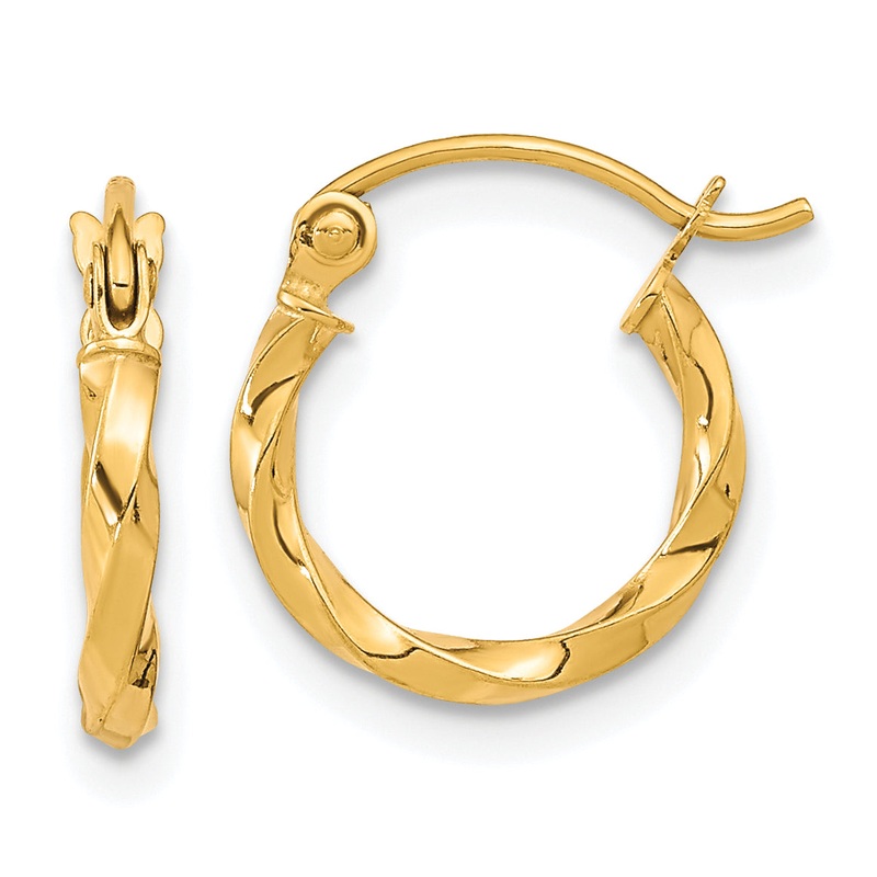 10K Yellow Gold Twist Polished Hoop Earring
