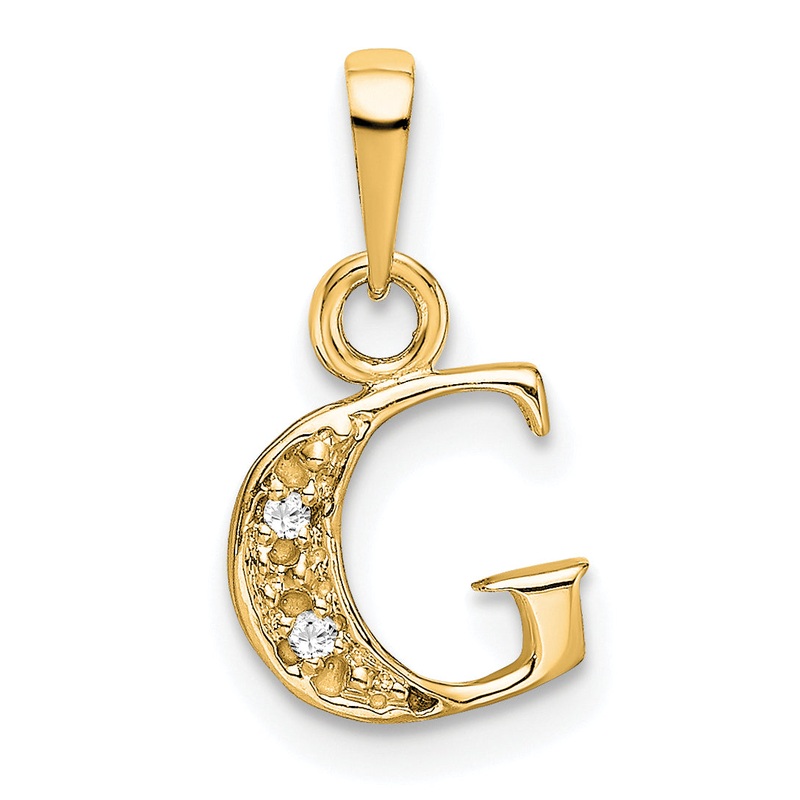 10K Yellow W/Rhodium 10K And Rhodium Diamond Initial G Charm