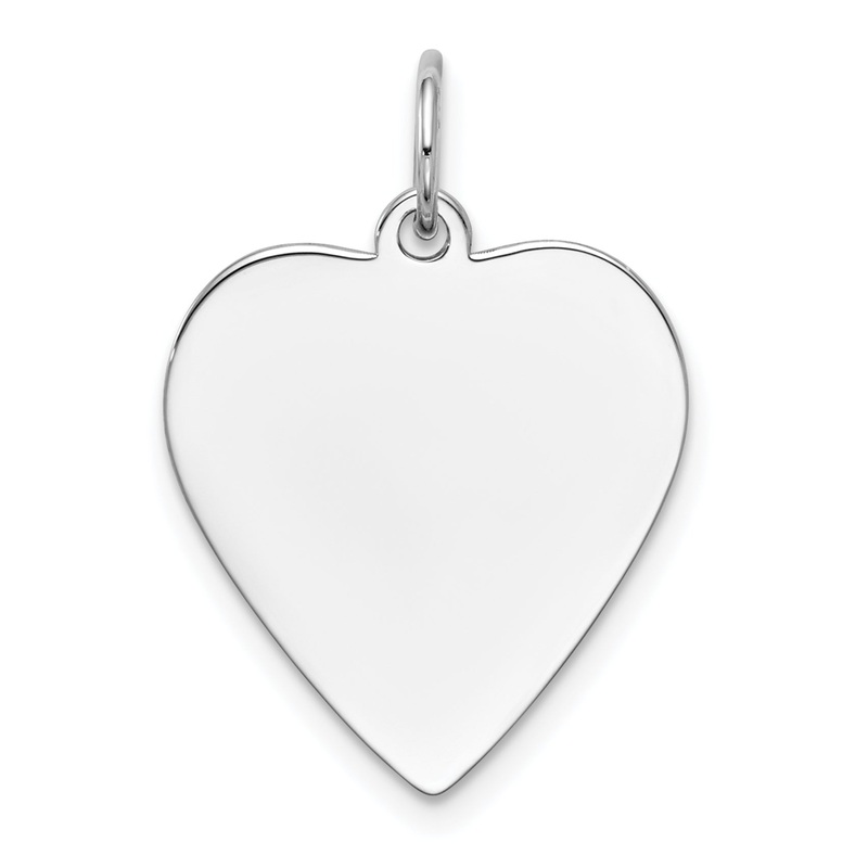 14k White Gold 14k White Gold Plain .013 Gauge Engravable Heart Charm