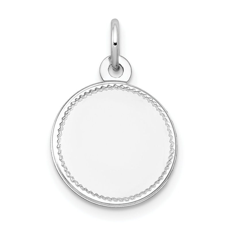 14k White Gold 14k White Gold Plain .013 Gauge Round Engravable Disc Charm