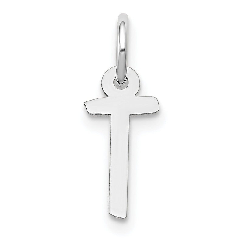 14k White Gold 14K White Gold Small Slanted Block Letter T Initial Charm