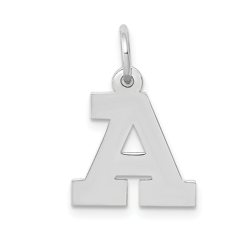 14k White Gold 14KW Small Block Letter A Initial Charm