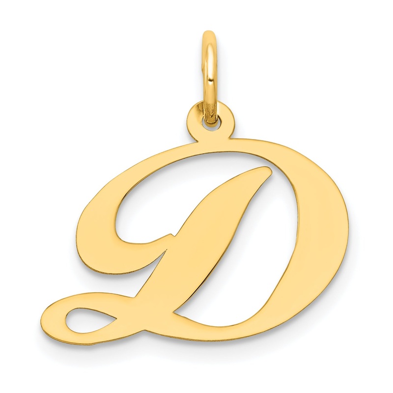 14k Yellow Gold 14K Medium Fancy Script Letter D Initial Charm