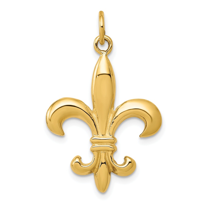 14k Yellow Gold 14k Solid Fleur de Lis 3-D Charm