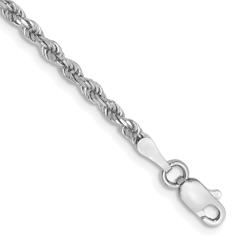 10K White Gold 2.25mm Diamond-Cut Rope Chain