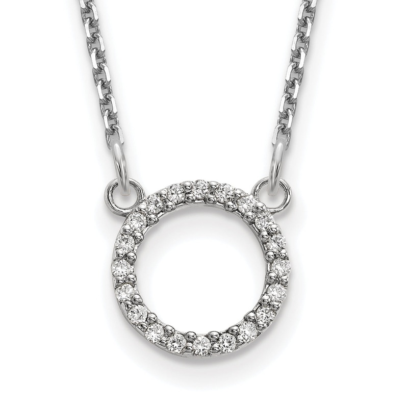 10K White Gold Diamond Open Circle Necklace