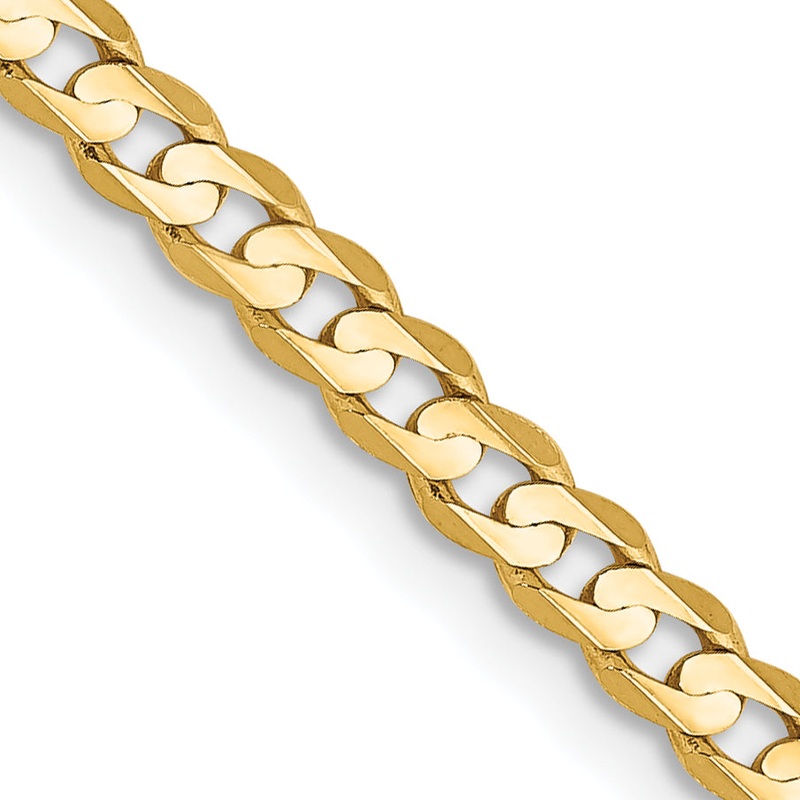 10K Yellow Gold 10K 3mm Open Concave Curb Chain