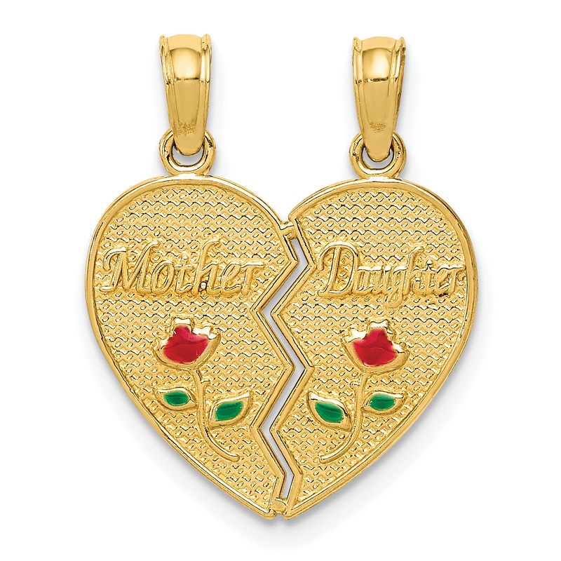 10K Yellow Gold 10K Enameled Mother – Daughter Pendant