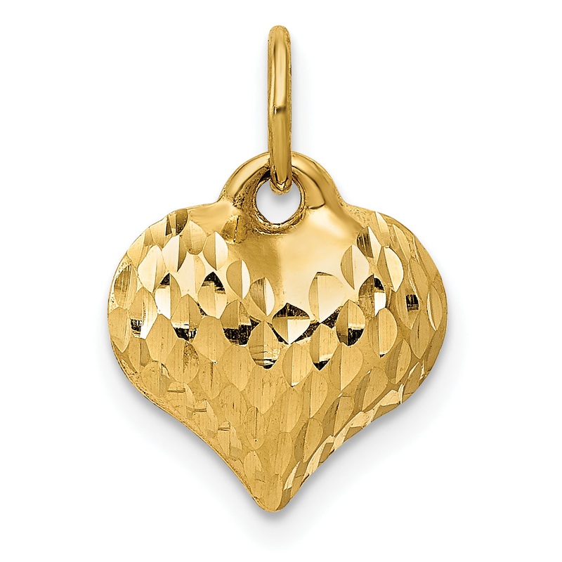 10K Yellow Gold 10K Polished & Textured 3-D Heart Pendant