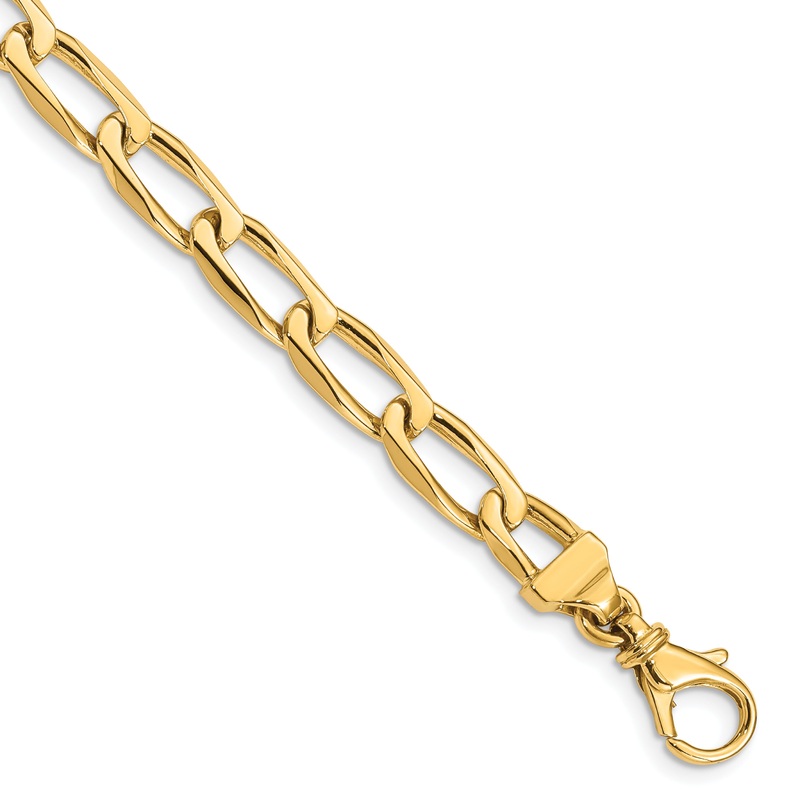 10K Yellow Gold 6.5mm Hand-Polished Open Link Bracelet
