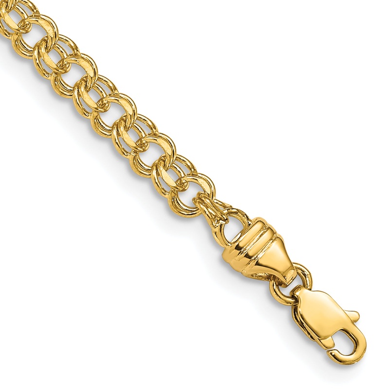 10K Yellow Gold 8In 3.75mm Solid Double Link Charm Bracelet