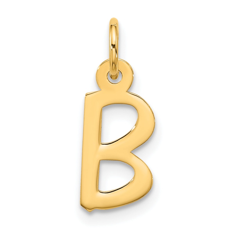 10K Yellow Gold Large Slanted Block Initial B Charm