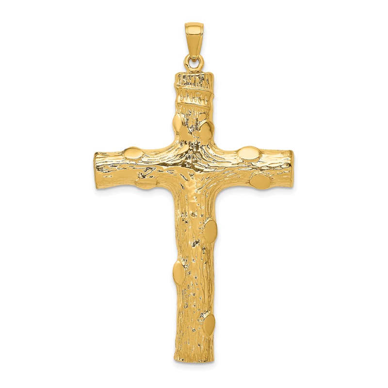 10K Yellow Gold Large Textured Cross Pendant